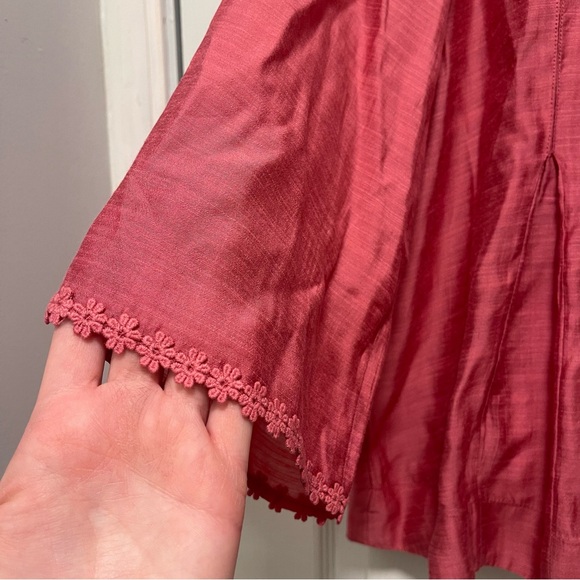 Soft Surroundings Top Womens M Pink Floral Silk Blend Embroidered Boho - Picture 7 of 13